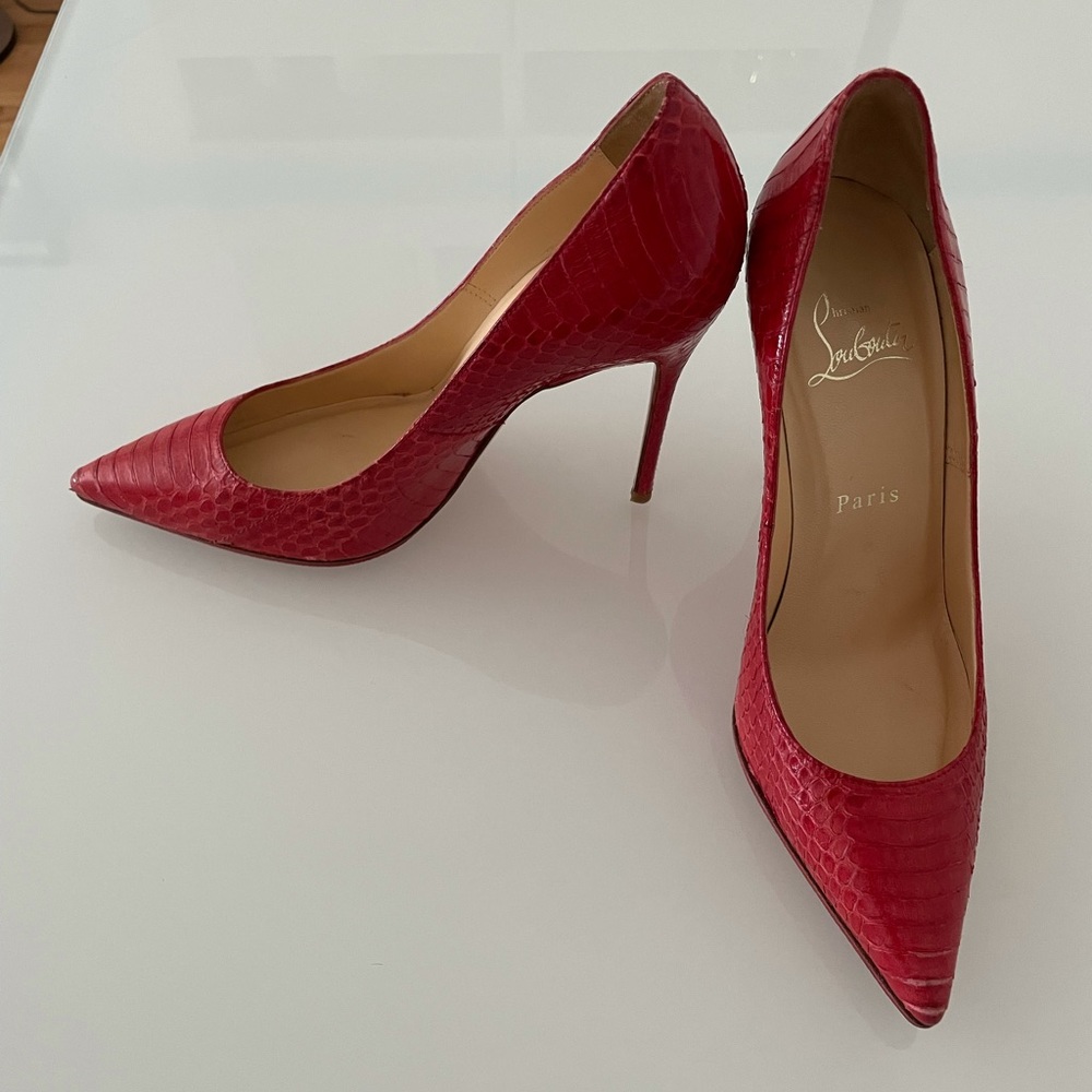 Christian Louboutin Red Python High Heel, Very Go… - image 1
